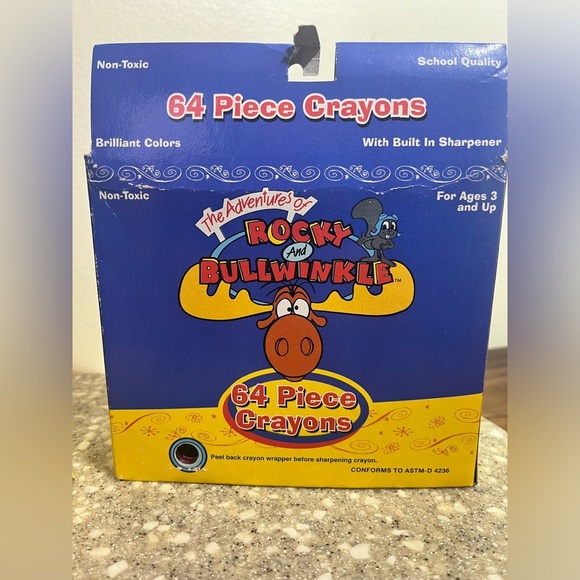 Lot Of 2 Vintage The Adventures Of Rocky & Bullwinkle Crayons 63 Piece Box Rare - Picture 3 of 7